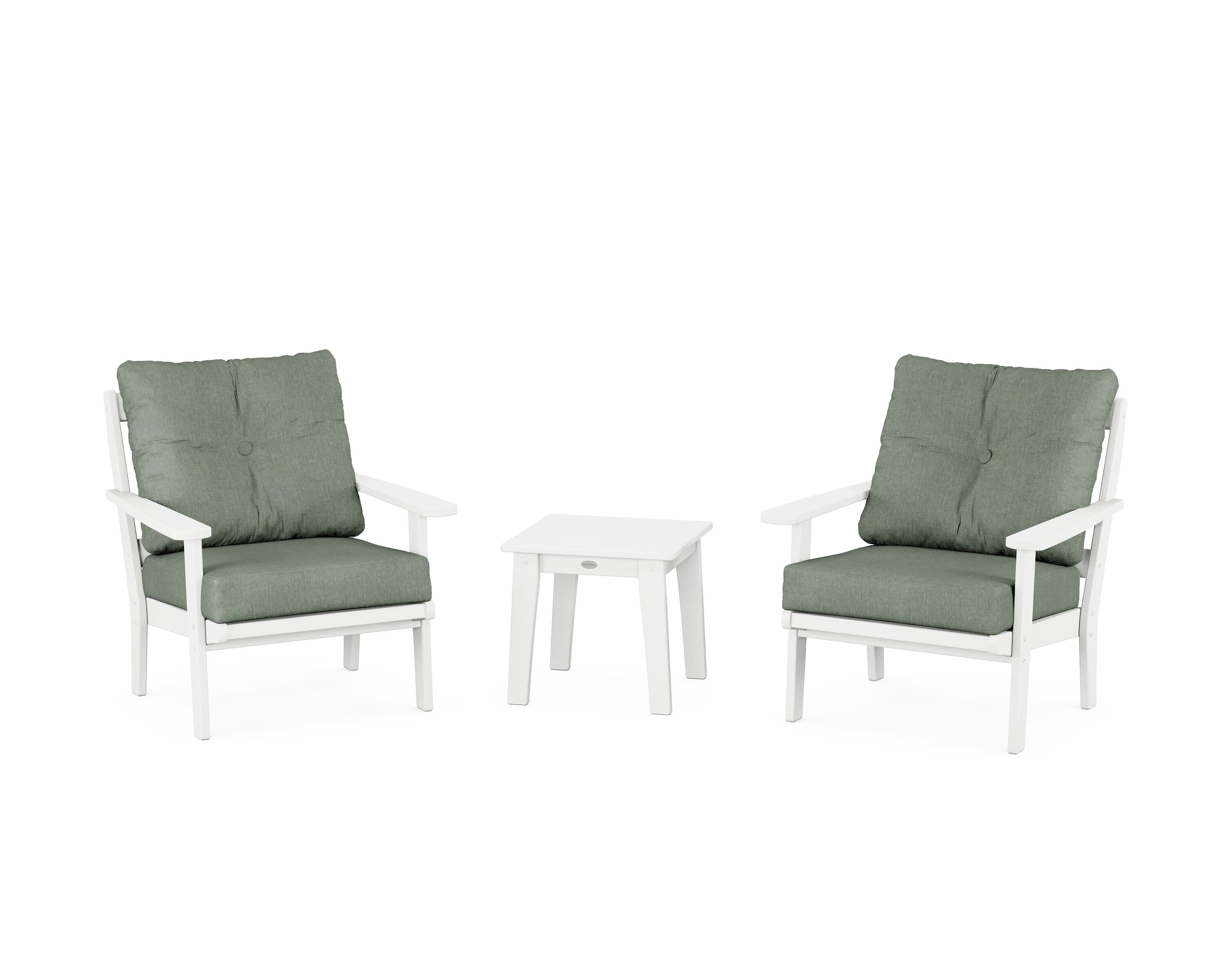 POLYWOOD® Mission 3-Piece Deep Seating Set in White / Cast Sage