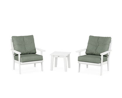 POLYWOOD® Mission 3-Piece Deep Seating Set in White / Cast Sage