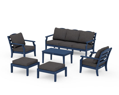 Draper James™ by  POLYWOOD® Savannah 6-Piece Lounge Sofa Set in Navy / Ash Charcoal