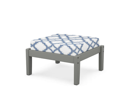 Unbranded Deep Seating Ottoman in Slate Grey / Trellis Sky Blue