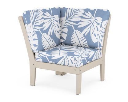 POLYWOOD® Braxton Modular Corner Chair in Sand / Leaf Sky Blue