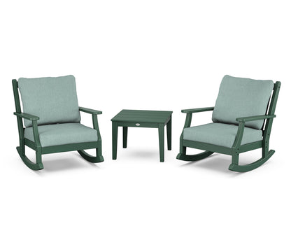 Country Living Wovendale 3-Piece Deep Seating Rocker Set in Green / Glacier Spa