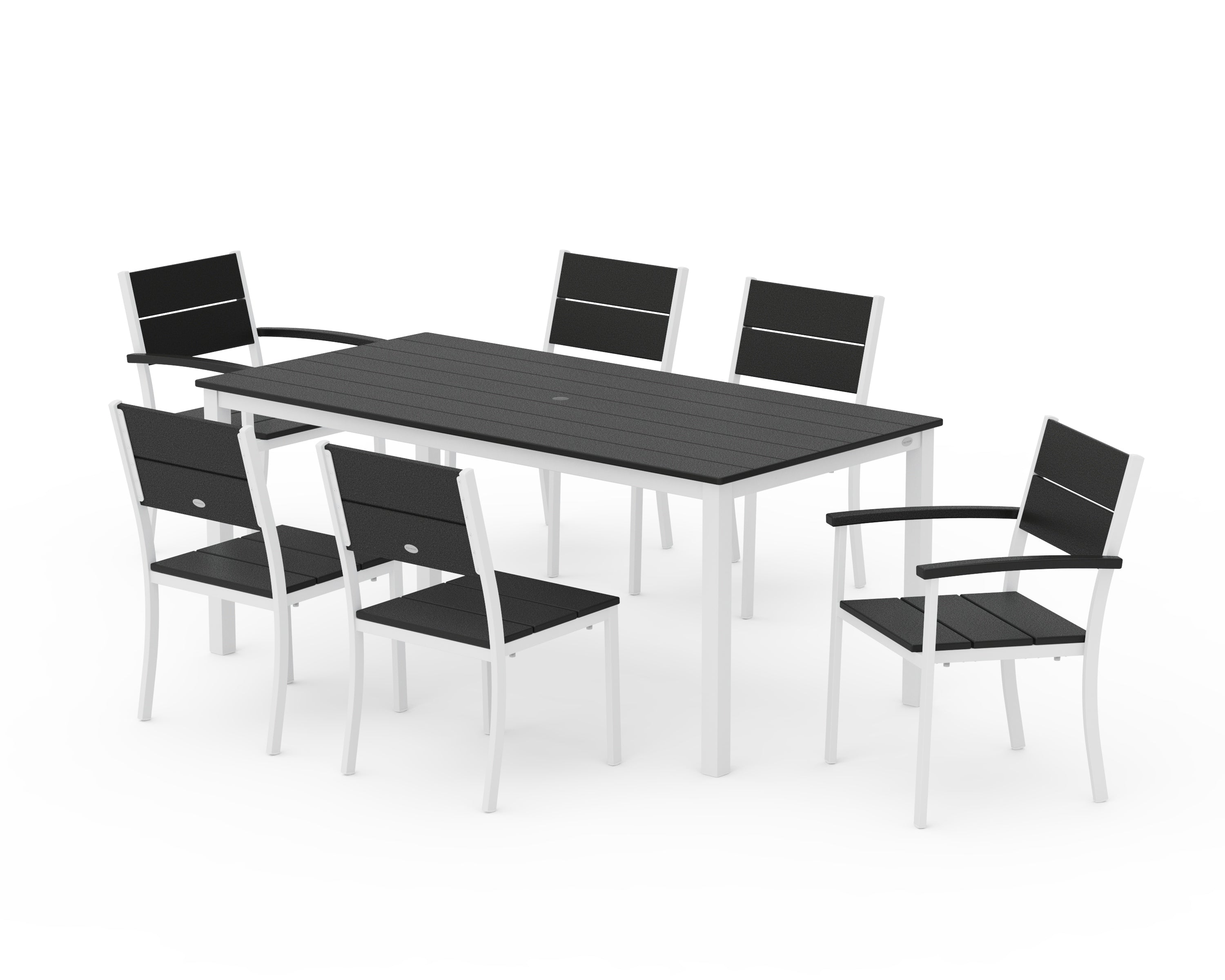 POLYWOOD® Main Street 7-Piece Dining Set in White / Black