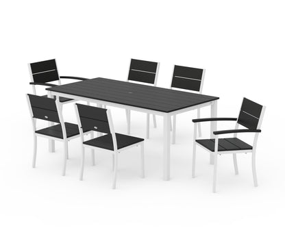 POLYWOOD® Main Street 7-Piece Dining Set in White / Black