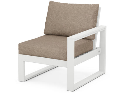 POLYWOOD® EDGE Modular Right Arm Chair in White / Spiced Burlap