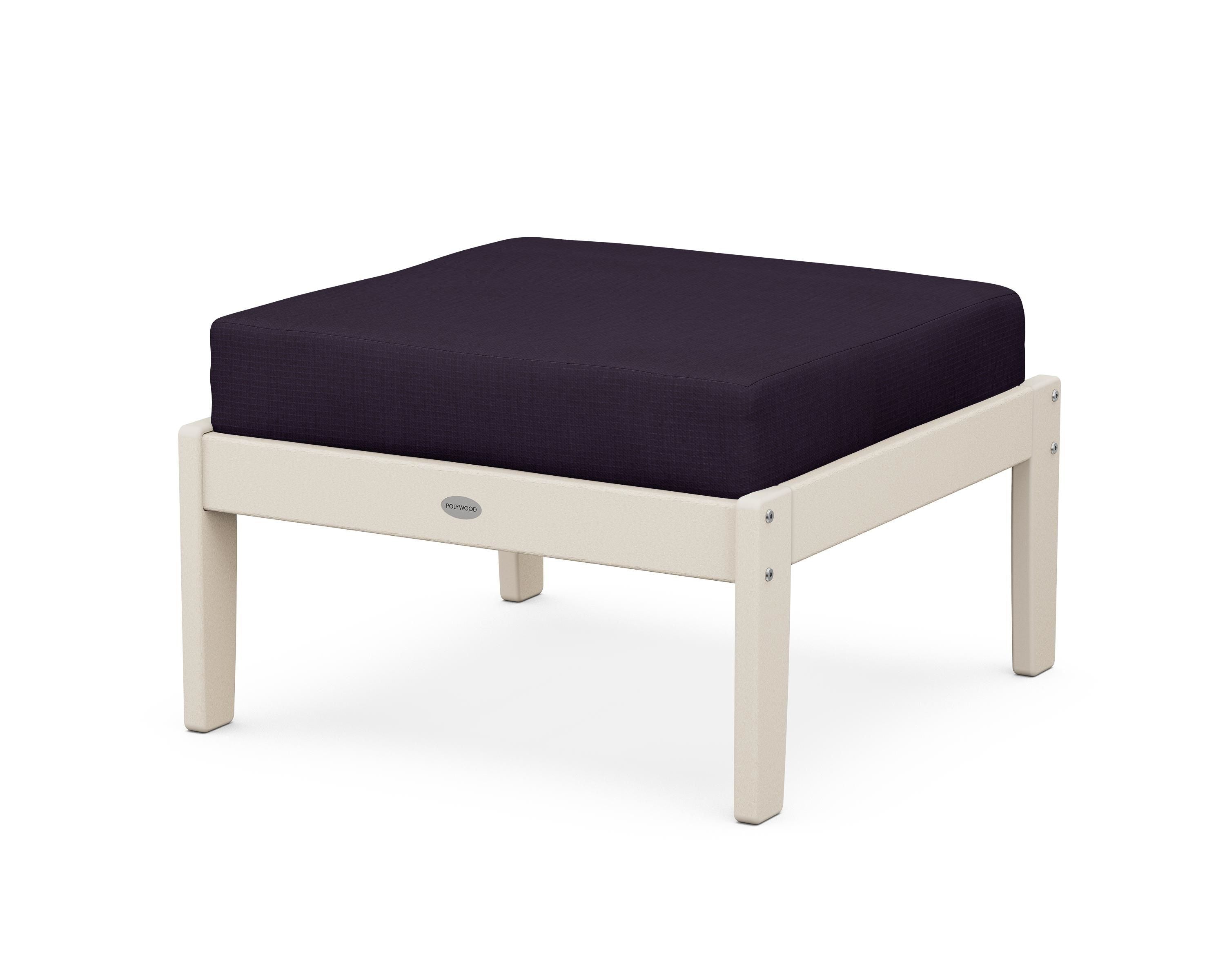 POLYWOOD® Braxton Deep Seating Ottoman in Sand / Navy Linen