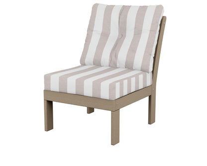 POLYWOOD® Vineyard Modular Armless Chair in Vintage Sahara / Cabana Stripe Dune Burlap