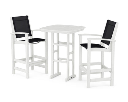POLYWOOD® Coastal 3-Piece Bar Set in White / Black Sling