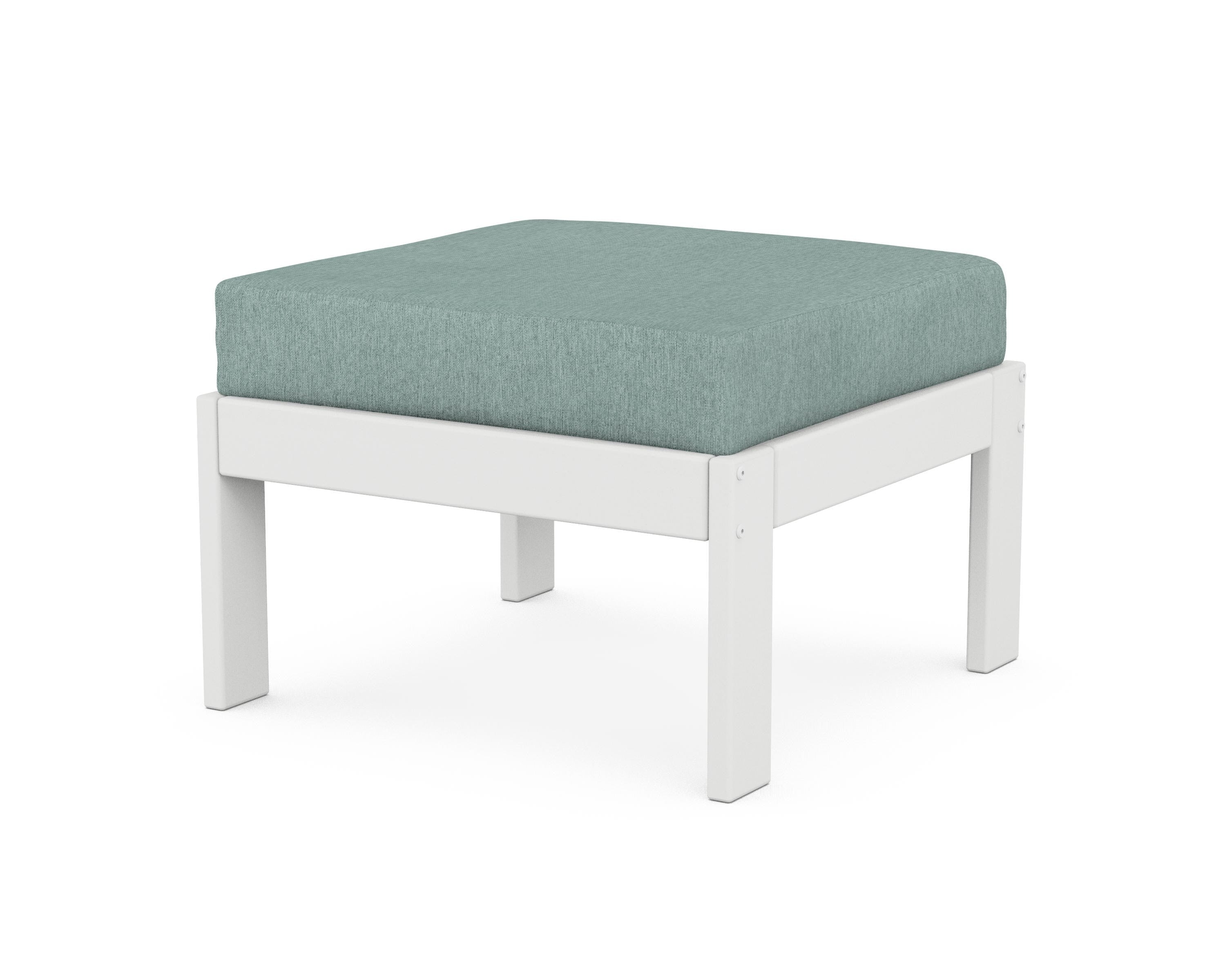 POLYWOOD® Vineyard Modular Ottoman in White / Glacier Spa