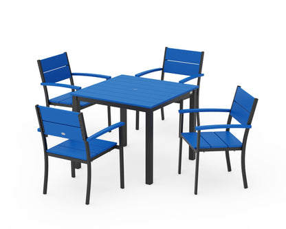 POLYWOOD® Main Street 5-Piece Dining Set in Black / Pacific Blue