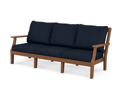 Martha Stewart by POLYWOOD® Chinoiserie Deep Seating Sofa in Teak / Marine Indigo