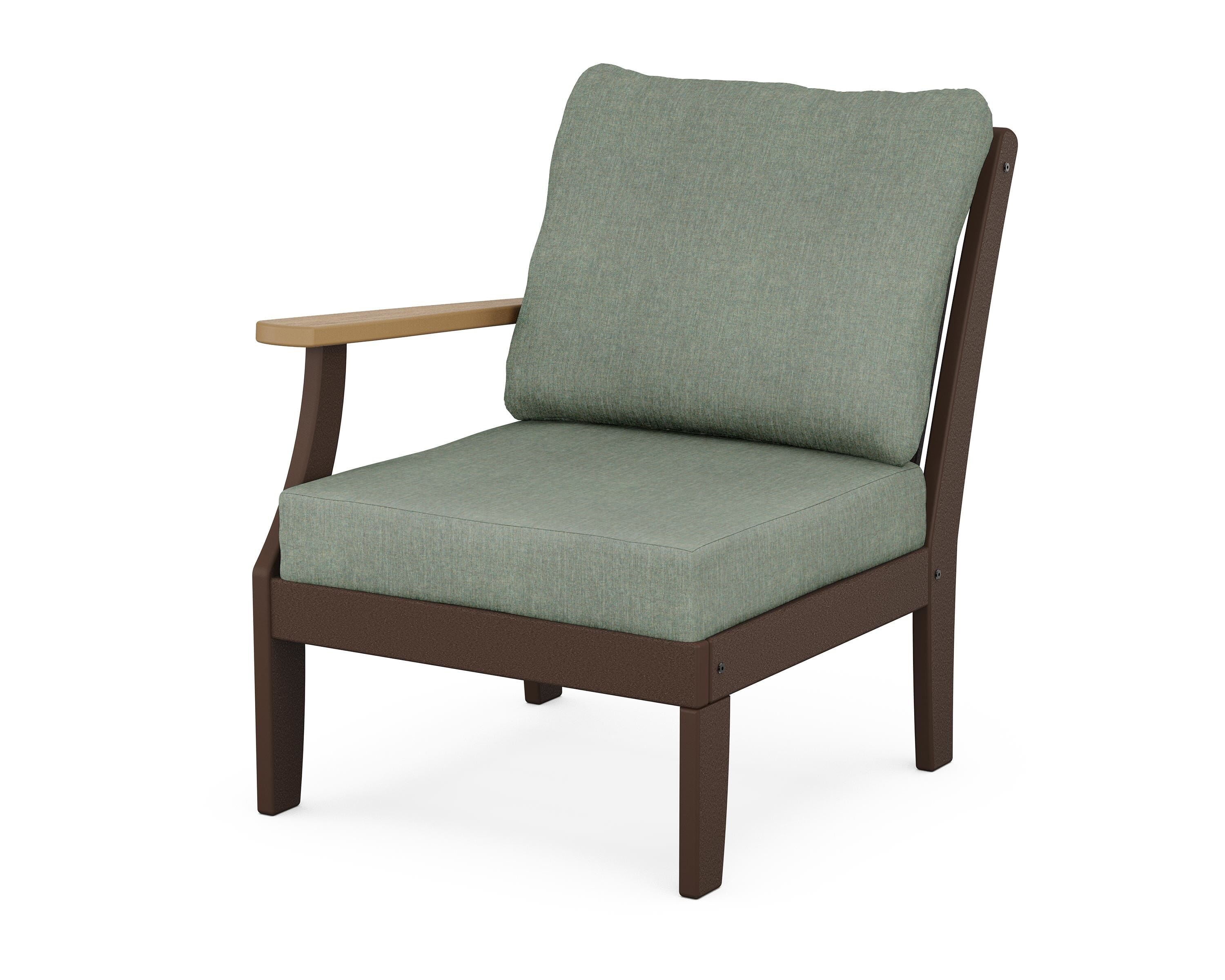 POLYWOOD® Braxton Modular Left Arm Chair in Mahogany / Natural / Cast Sage