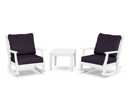 Country Living Wovendale 3-Piece Deep Seating Rocker Set in White / Navy Linen