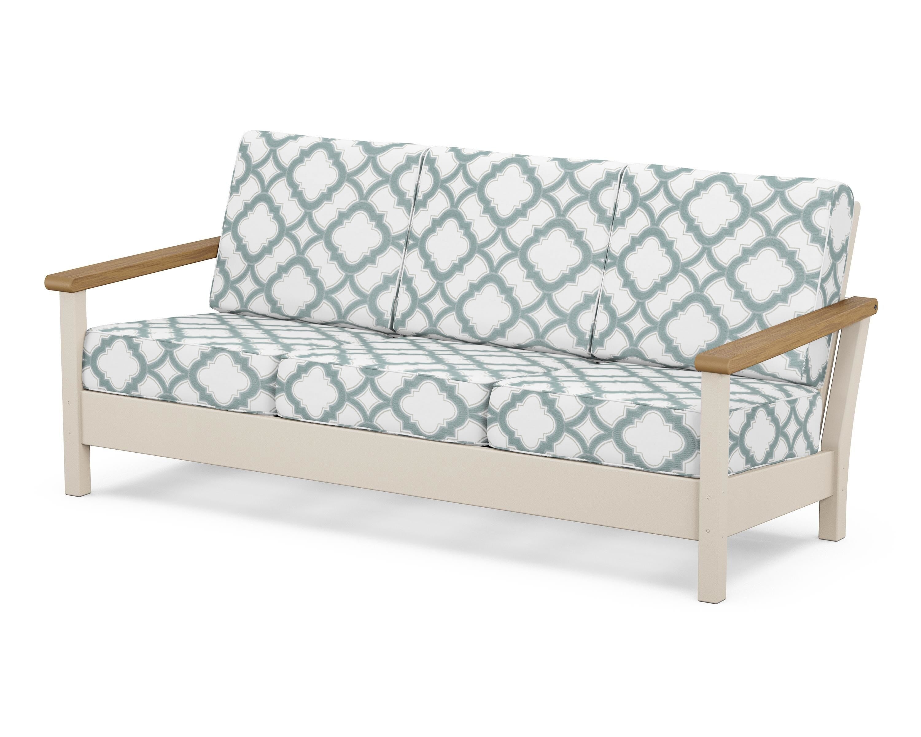 POLYWOOD® Harbour Deep Seating Sofa in Sand / Natural / Trellis Glacier Spa