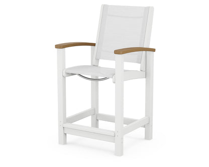 POLYWOOD® Coastal Counter Chair in White / Natural / White Sling
