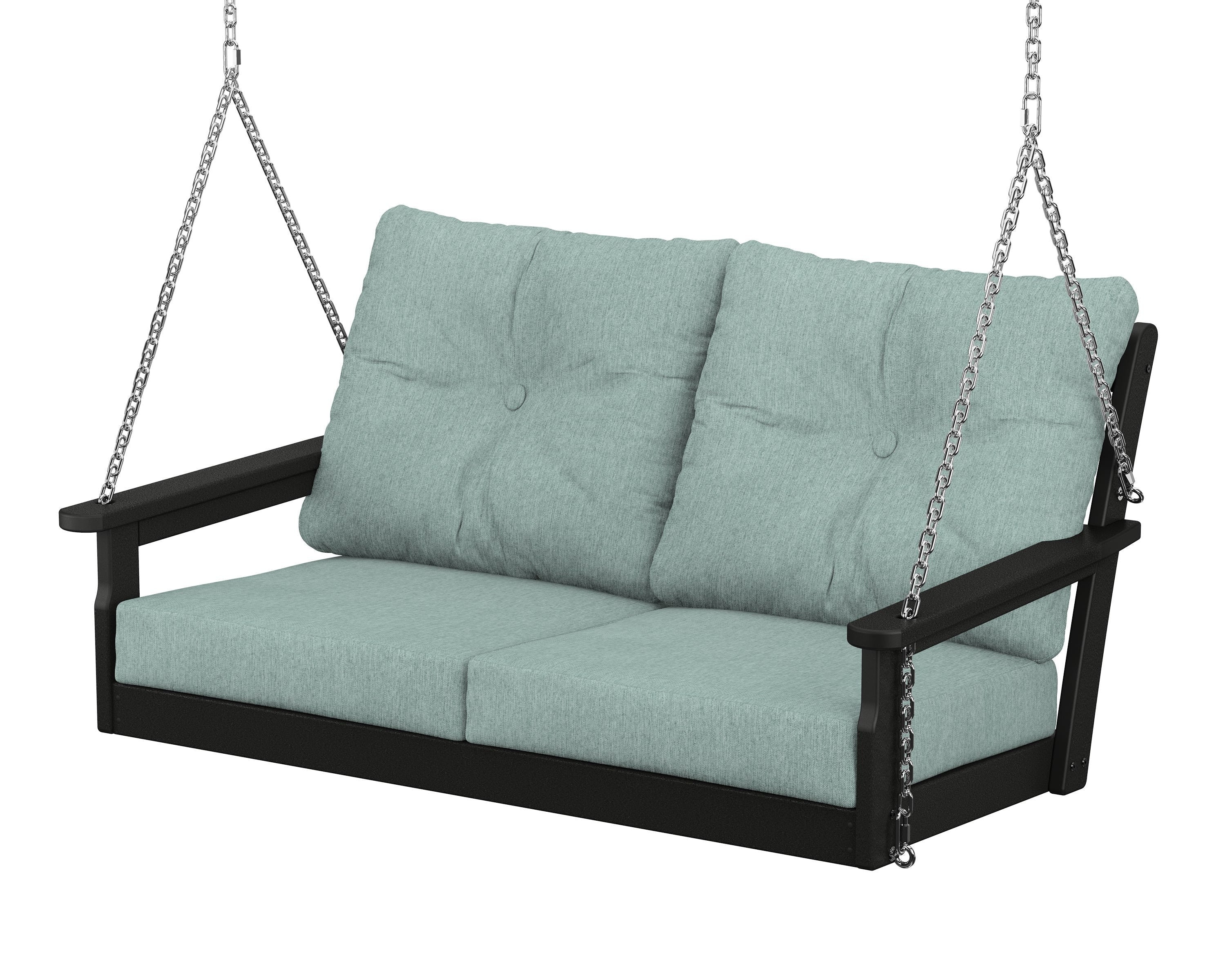 POLYWOOD® Vineyard Deep Seating Swing in Black / Glacier Spa