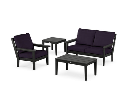 Country Living Wovendale 4-Piece Deep Seating Set in Black / Navy Linen