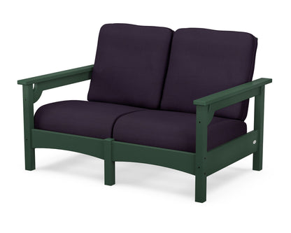 POLYWOOD® Club Loveseat in Green / Navy Linen