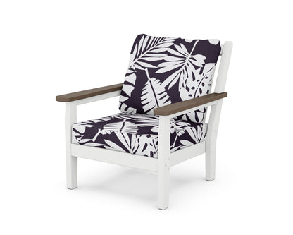 POLYWOOD® Chippendale Deep Seating Chair in White / Kona / Leaf Navy