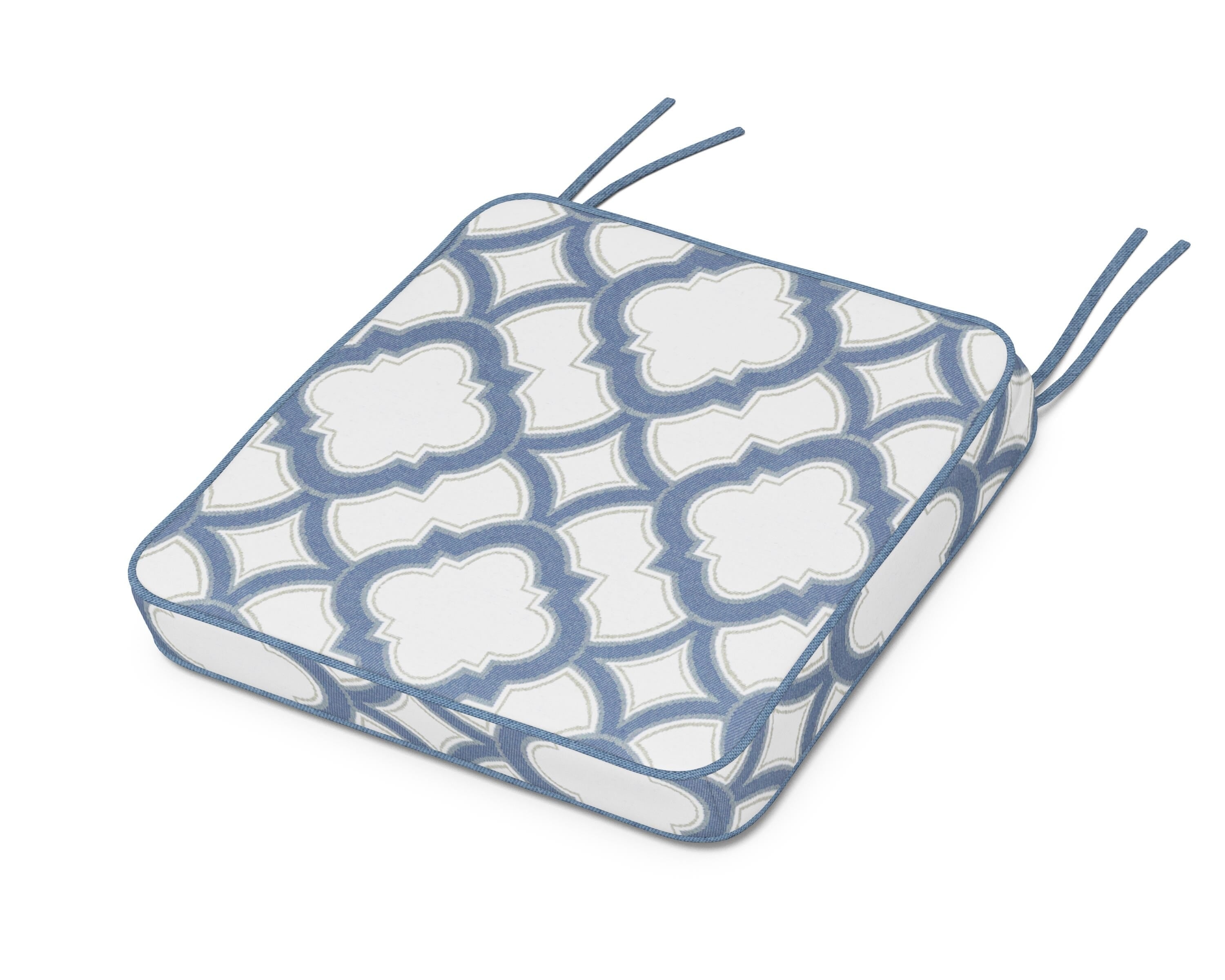 Martha Stewart by POLYWOOD® Chinoiserie Side Chair Seat Cushion in Trellis Sky Blue
