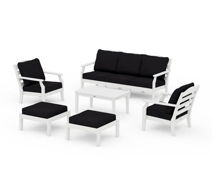 Draper James™ by  POLYWOOD® Savannah 6-Piece Lounge Sofa Set in White / Midnight Linen