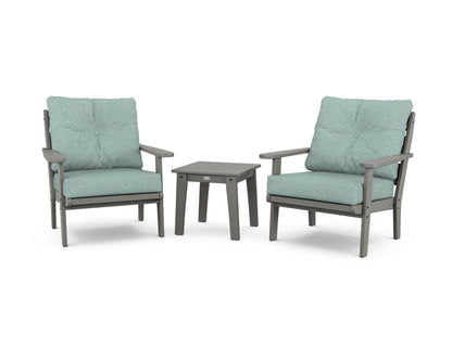 POLYWOOD® Lakeside 3-Piece Deep Seating Chair Set in Slate Grey / Glacier Spa