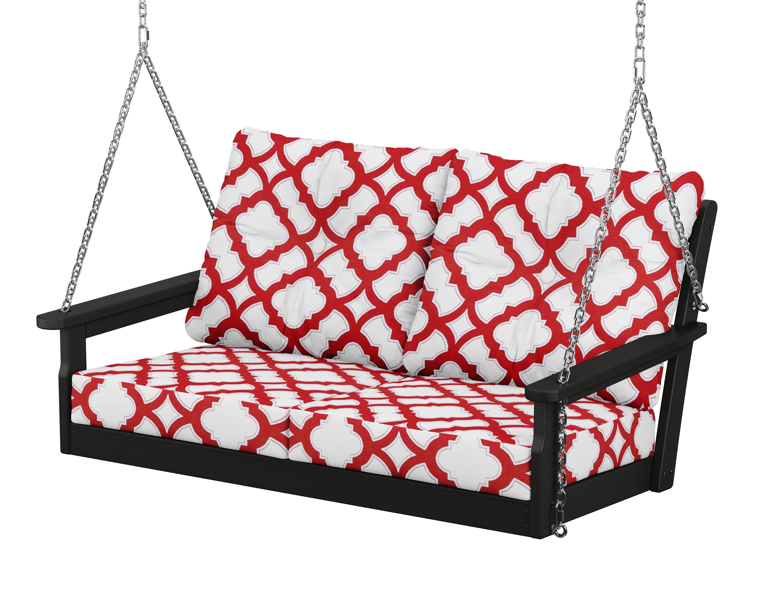POLYWOOD® Vineyard Deep Seating Swing in Black / Trellis Crimson