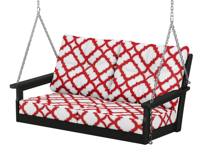 POLYWOOD® Vineyard Deep Seating Swing in Black / Trellis Crimson