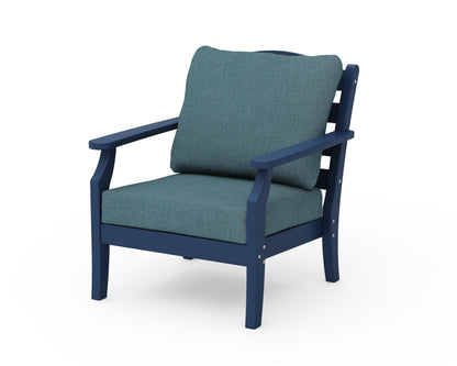 Draper James™ by  POLYWOOD® Savannah Deep Seating Chair in Navy / Ocean Teal