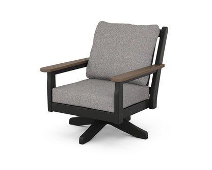 POLYWOOD® Chippendale Deep Seating Swivel Chair in Black / Kona / Grey Mist