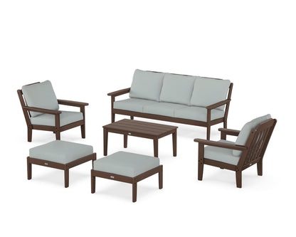Country Living Cottage 6-Piece Lounge Sofa Set in Mahogany / Spa