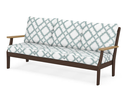 POLYWOOD® Braxton Deep Seating Sofa in Mahogany / Natural / Trellis Glacier Spa