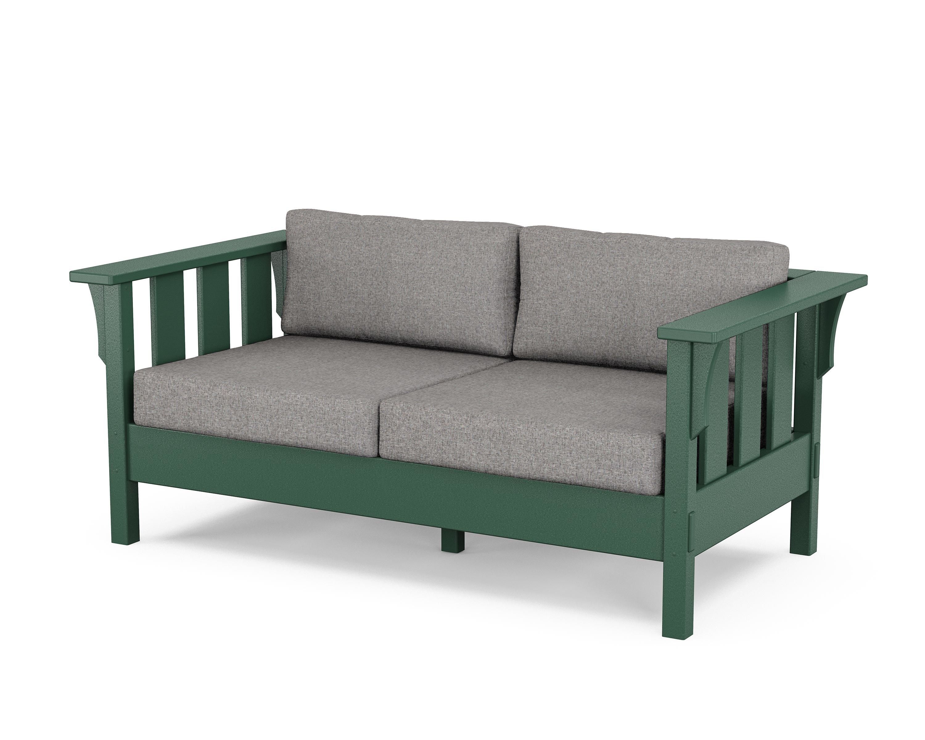 Martha Stewart by POLYWOOD® Acadia Deep Seating Loveseat in Green / Grey Mist
