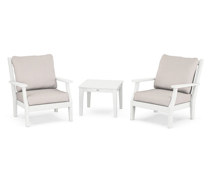 Country Living Wovendale 3-Piece Deep Seating Set in White / Dune Burlap