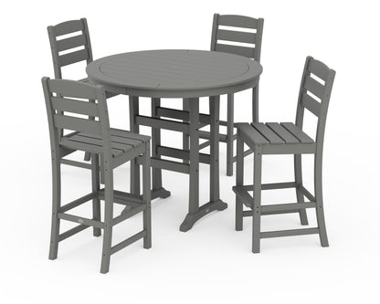 POLYWOOD® Lakeside 5-Piece Round Farmhouse Side Chair Bar Set in Slate Grey