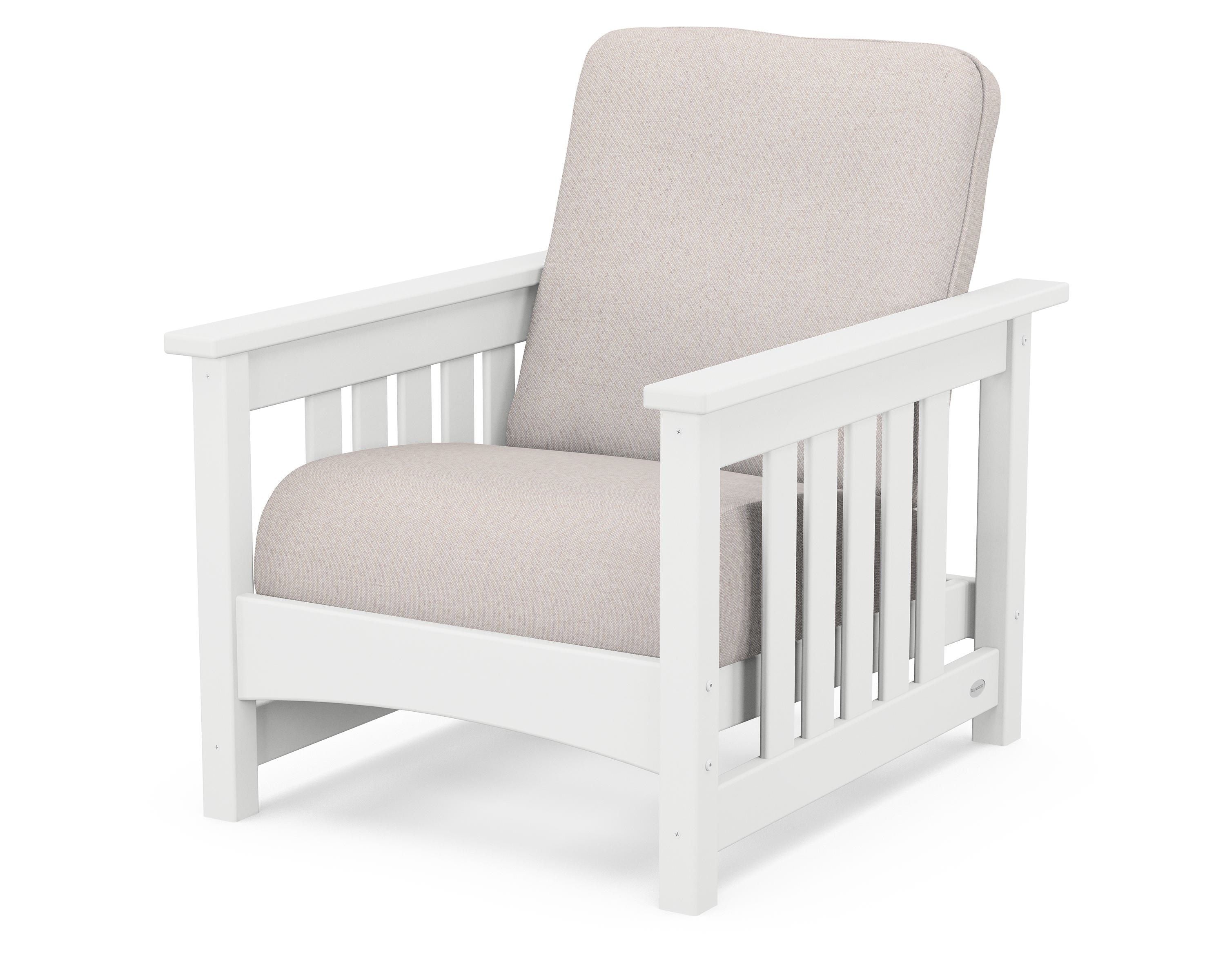 POLYWOOD® Club Mission Chair in White / Dune Burlap