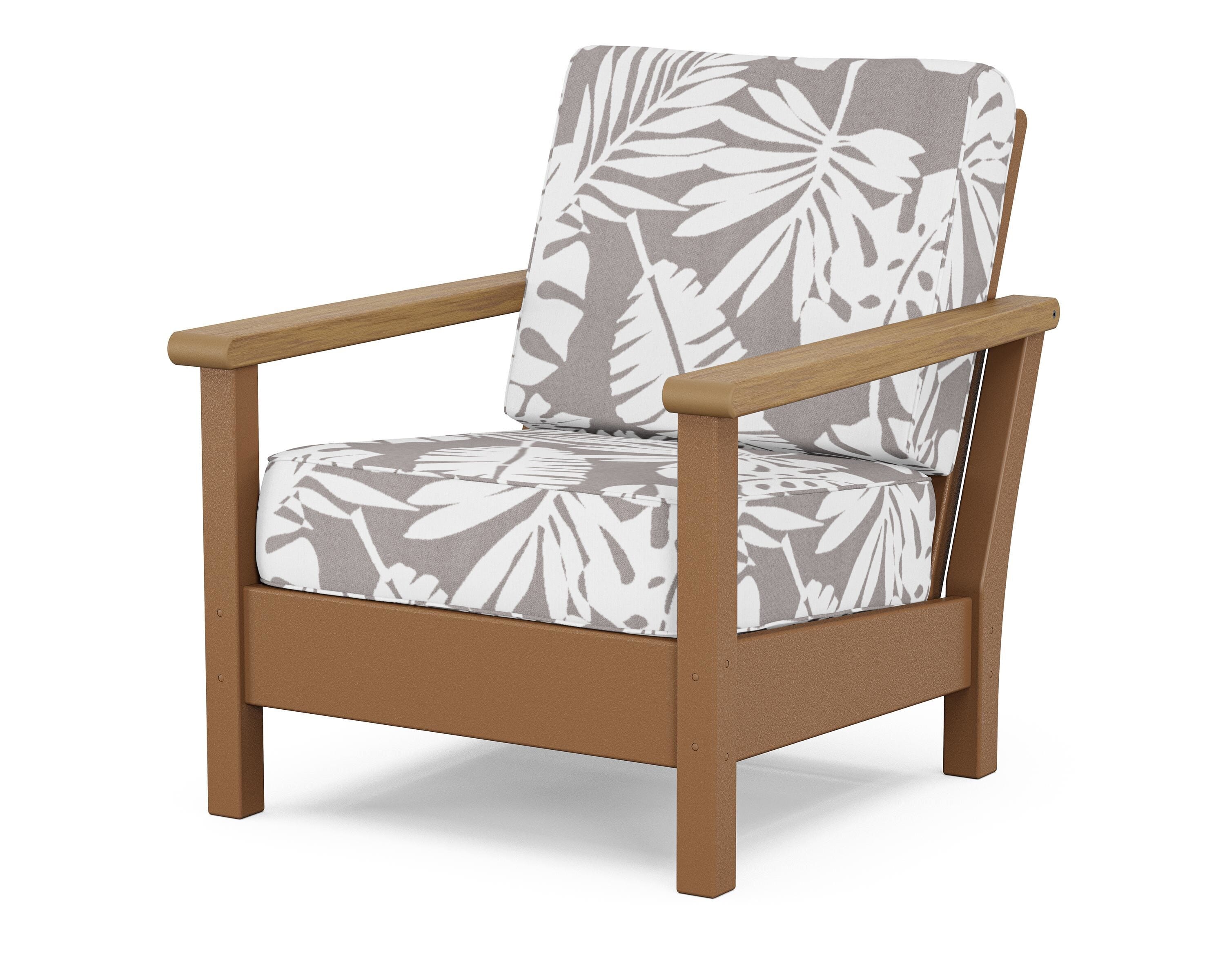 POLYWOOD® Harbour Deep Seating Chair in Teak / Natural / Leaf Grey Mist