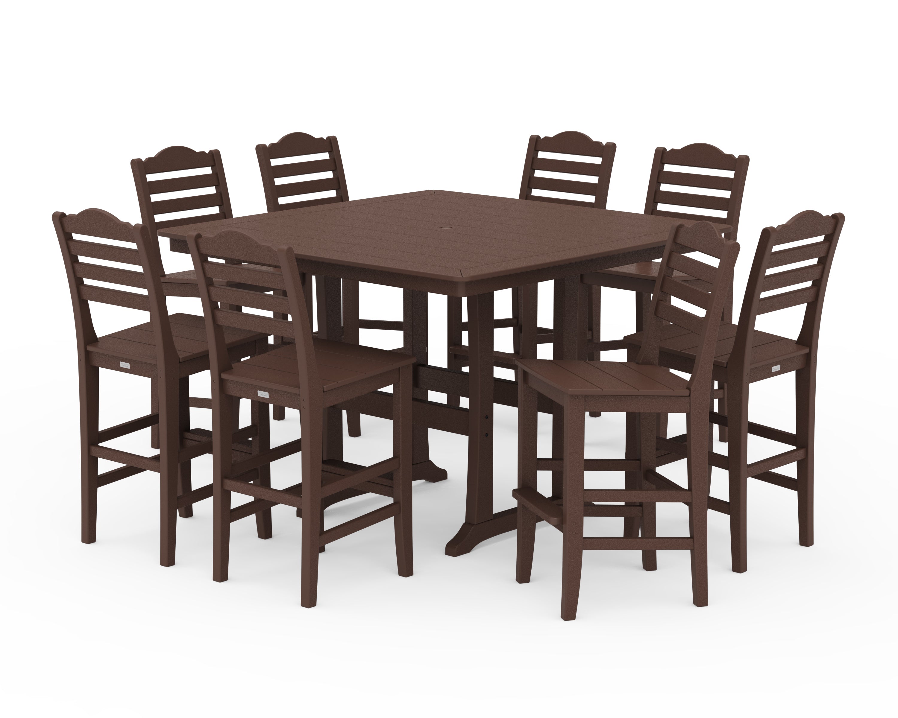 Draper James™ by  POLYWOOD® Savannah Side Chair 9-Piece Square Bar Set with Trestle Legs in Mahogany