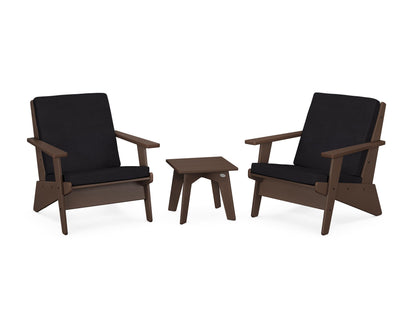 POLYWOOD® Riviera Modern Lounge 3-Piece Set in Mahogany / Midnight Linen