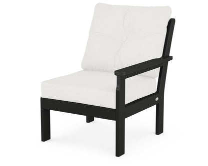 POLYWOOD® Vineyard Modular Right Arm Chair in Black / Natural Linen