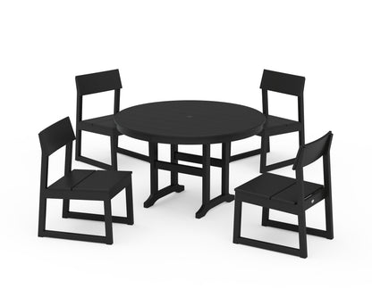 POLYWOOD® EDGE Side Chair 5-Piece Round Farmhouse Dining Set in Black