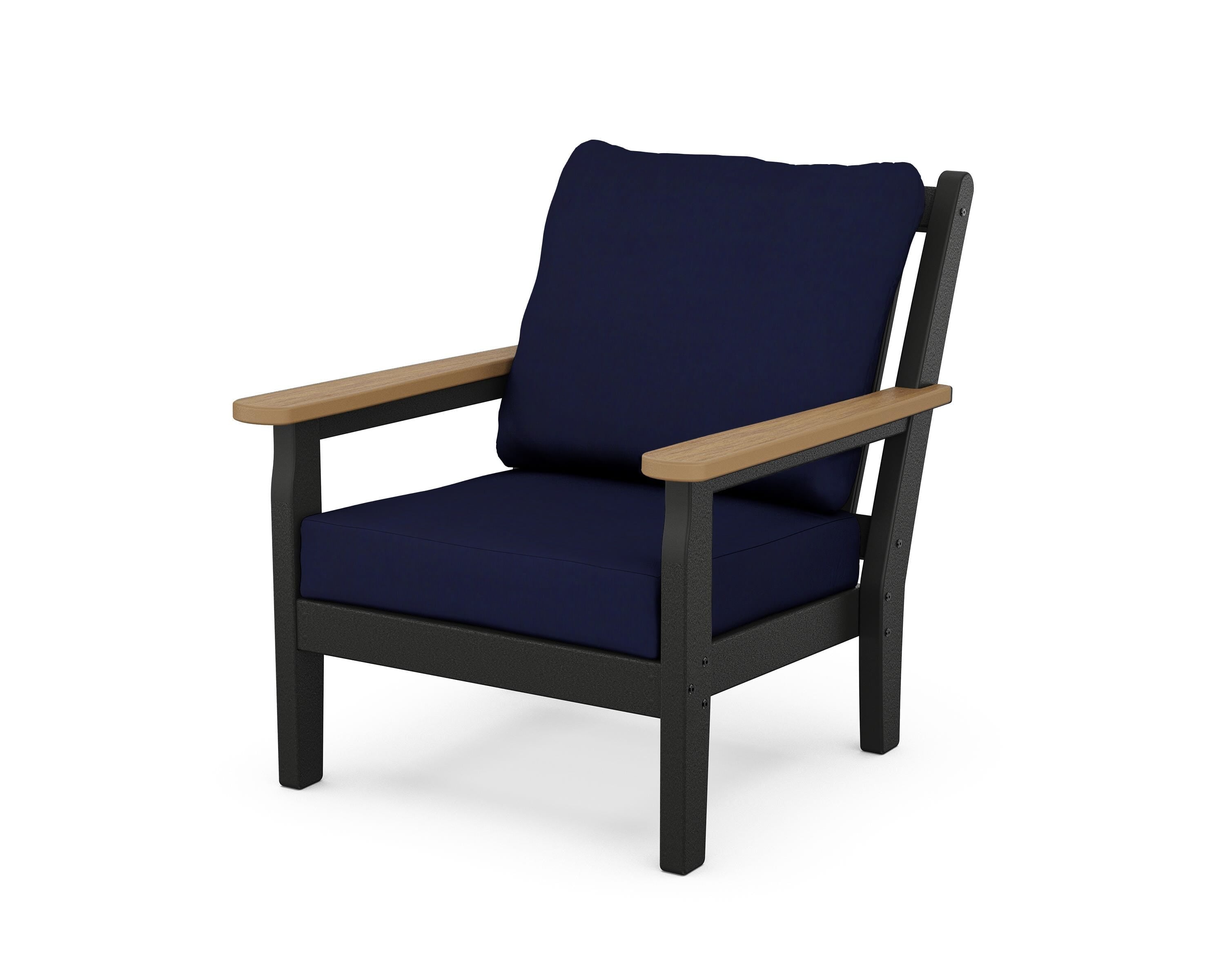 POLYWOOD® Chippendale Deep Seating Chair in Black / Natural / Navy