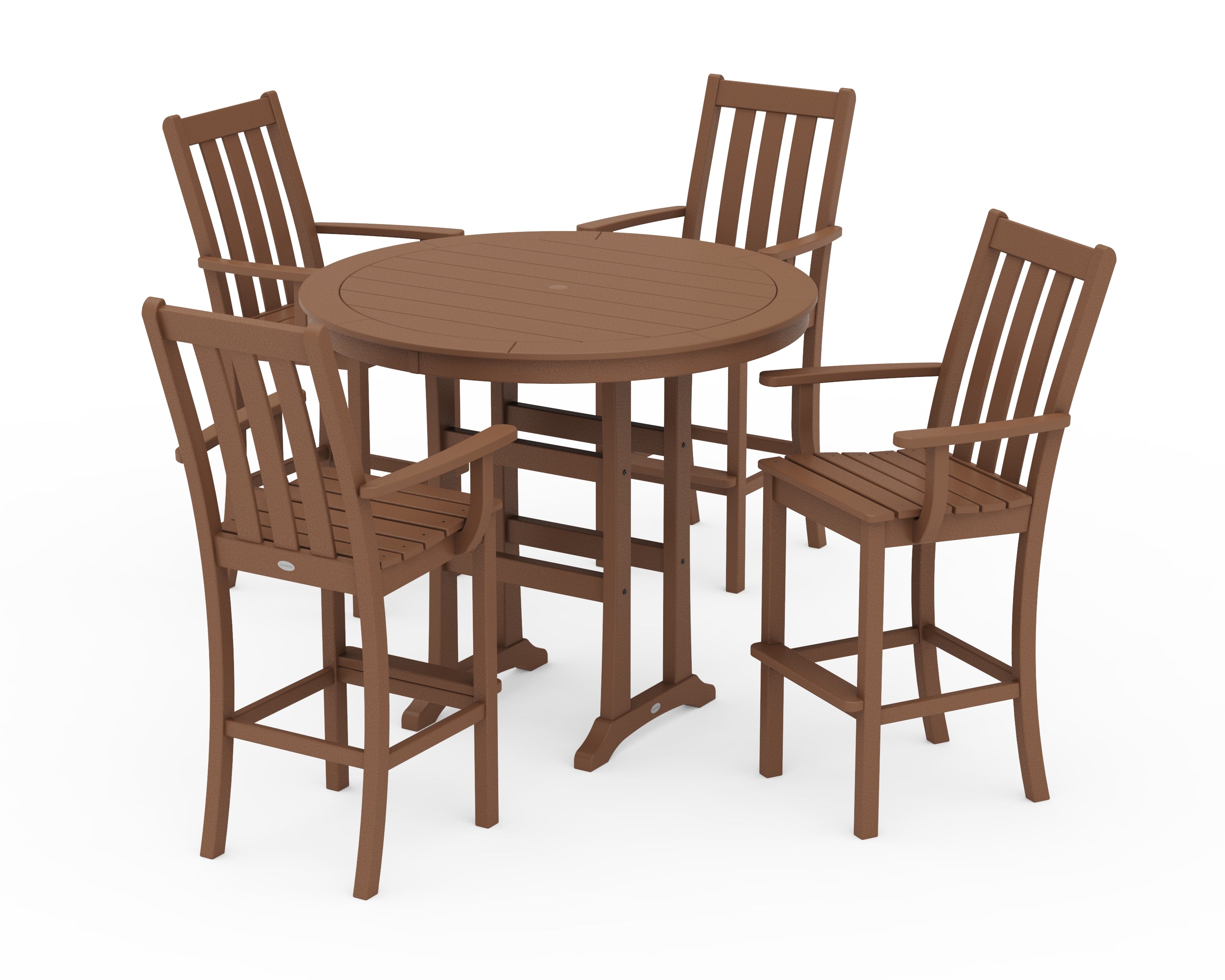 POLYWOOD® Vineyard 5-Piece Round Bar Set in Teak