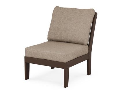 POLYWOOD® Braxton Modular Armless Chair in Mahogany / Spiced Burlap