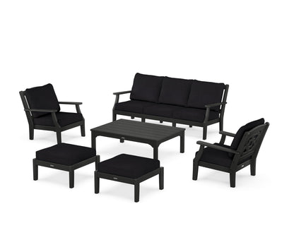 Martha Stewart by POLYWOOD® Chinoiserie 6-Piece Lounge Sofa Set in Black / Midnight Linen