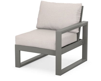 POLYWOOD® EDGE Modular Right Arm Chair in Slate Grey / Dune Burlap