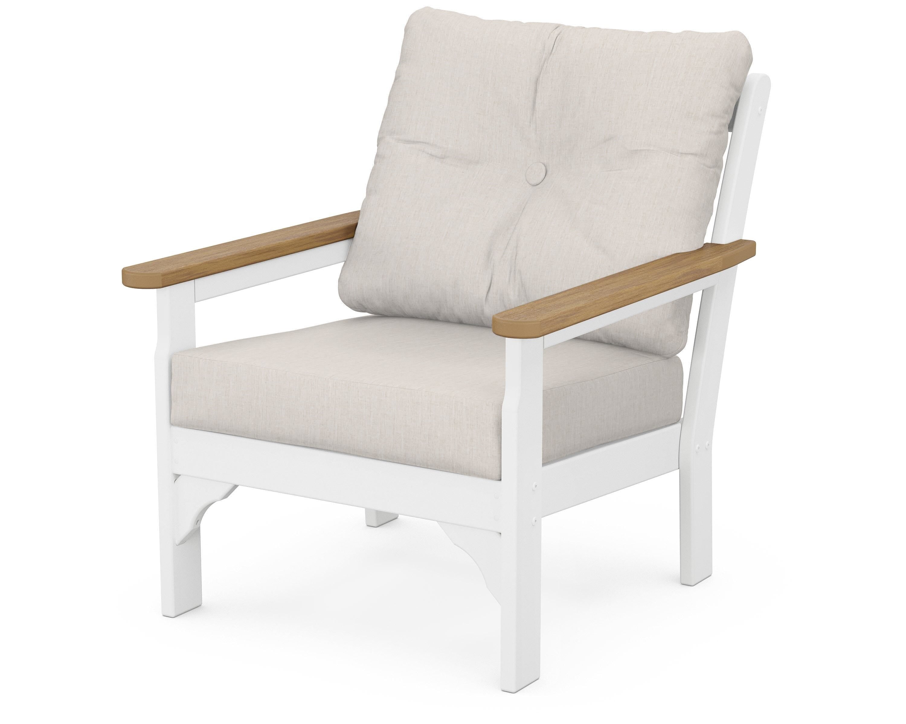 POLYWOOD® Vineyard Deep Seating Chair in White / Natural / Cast Ash