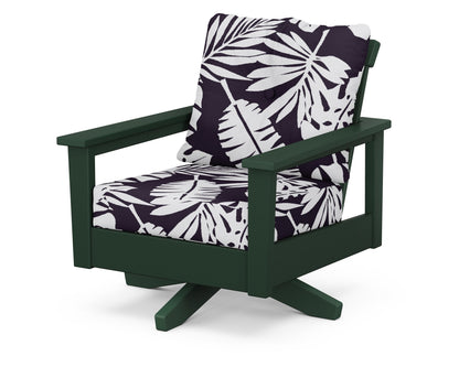POLYWOOD® Prescott Deep Seating Swivel Chair in Green / Leaf Navy