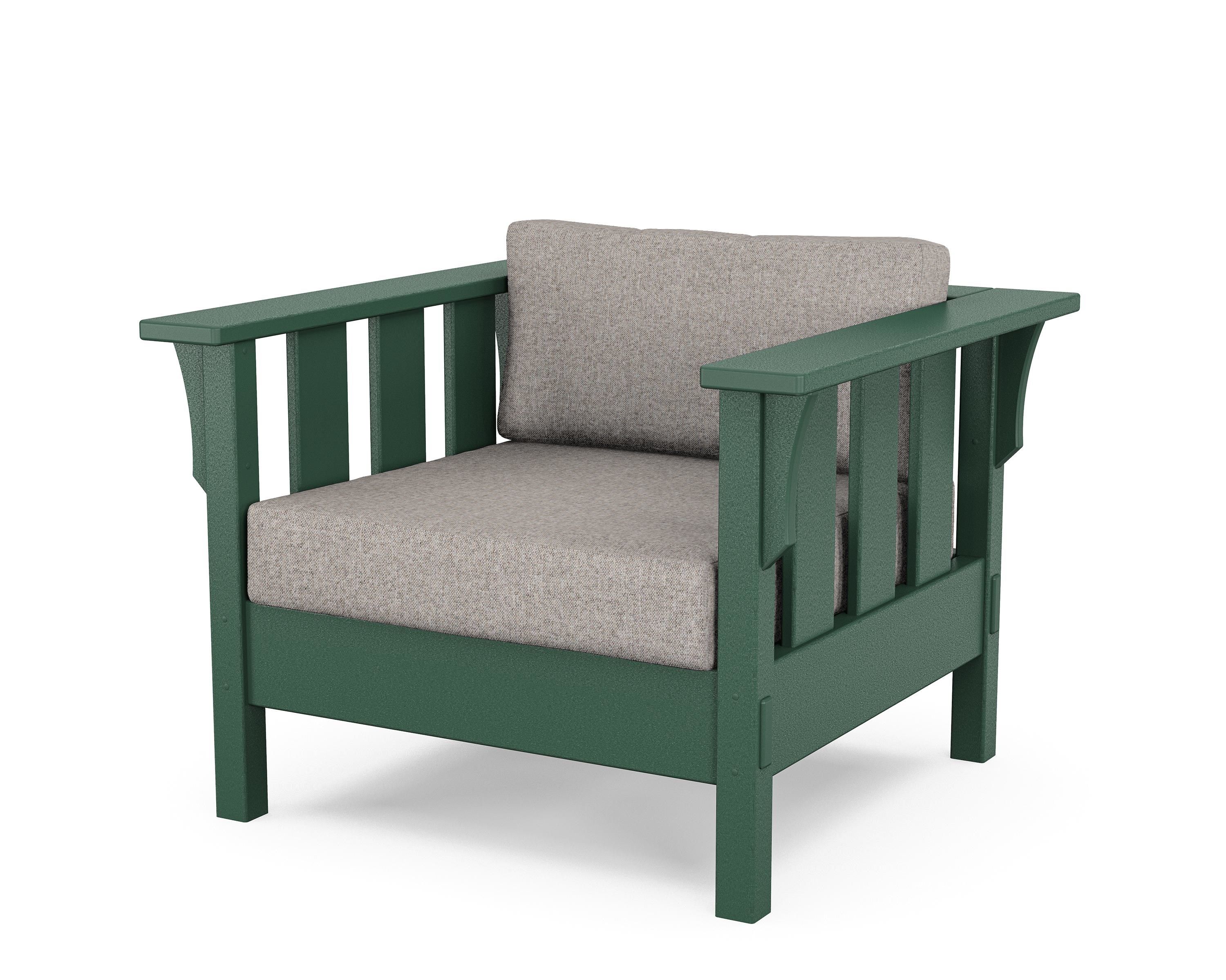 Martha Stewart by POLYWOOD® Acadia Deep Seating Chair in Green / Weathered Tweed