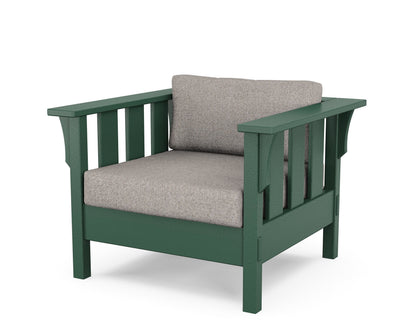 Martha Stewart by POLYWOOD® Acadia Deep Seating Chair in Green / Weathered Tweed